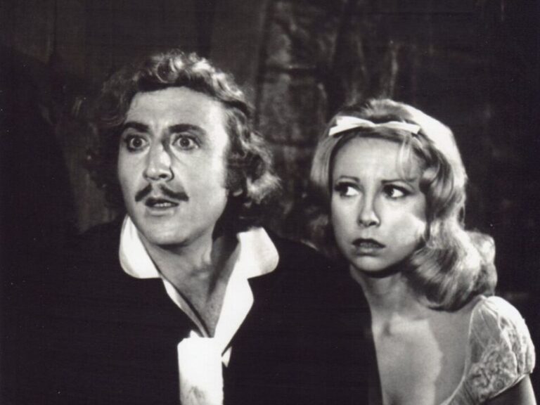 Movie still of Gene Wilder as Dr. Frederick Frankenstein and Teri Garr as Inga in Young Frankenstein (1974)