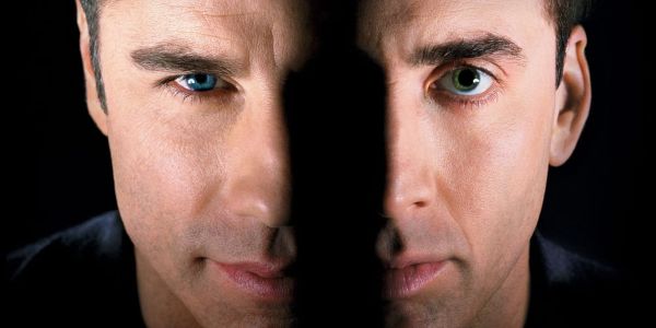 Movie still of John Travolta as Sean Archer and Nicolas Cage as Castor Troy in Face/Off (1997)