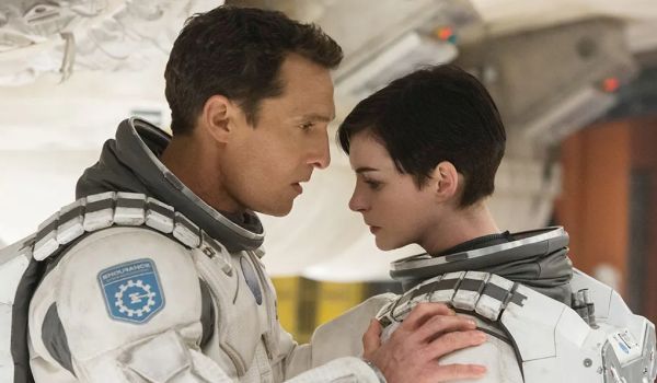 Movie still of Matthew McConaughey as Cooper and Anne Hathaway as Brand in Interstellar (2014)