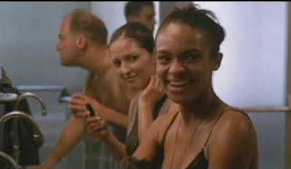 Movie still of Anne-Marie Johnson as Athena locker room in Robot Jox (1990)