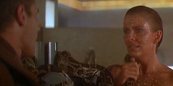 Movie still of Harrison Ford as Deckard and Joanna Cassidy as Zhora shower in Blade Runner (1982)