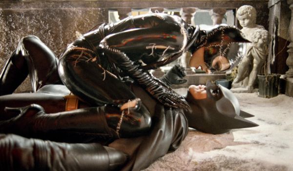 Movie still of Michael Keaton as Batman / Bruce Wayne and Michelle Pfeiffer as Catwoman / Selina Kyle in Batman Returns (1993)