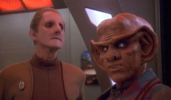 Television still of Rene Auberjonois as Constable Odo and Armin Shimerman as Quark in the Star Trek: Deep Space Nine episode Destiny