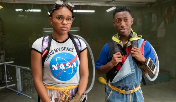 Movie still of Eden Duncan-Smith as C.J. Walker and Dante Crichlow as Sebastian Thomas in See You Yesterday (2019)
