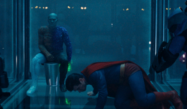 Movie still of Anthony Carrigan as Rex Mason / Metamorpho and David Corenswet as Clark Kent / Superman in Superman (2025)