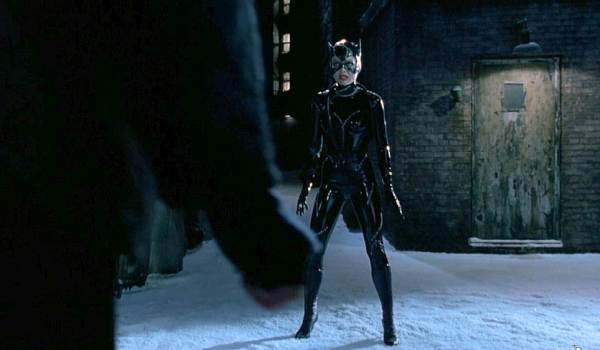 Movie still of Michelle Pfeiffer as Catwoman in Batman Returns (1993) standing
