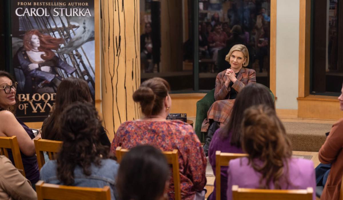 Television still of Rhea Seehorn as Carol Sturka in Pluribus