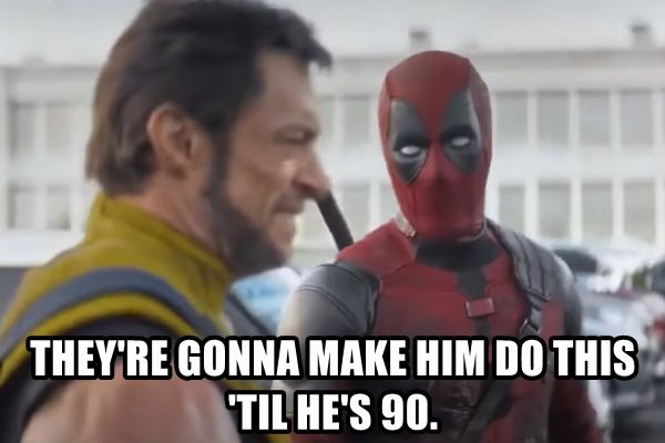 Movie still of Ryan Reynolds as Wade Wilson/Deadpool/Nicepool in the sci-fi movie Deadpool & Wolverine (2024)