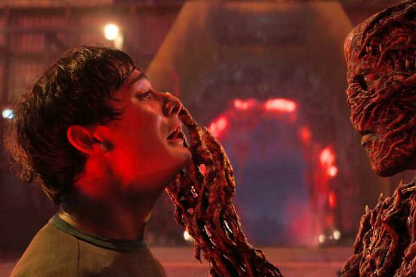 Television still of Noah Schnapp as Will Byers, Jamie Campbell Bower as Vecna in the Stranger Things episode "Chapter Four: Sorcerer"