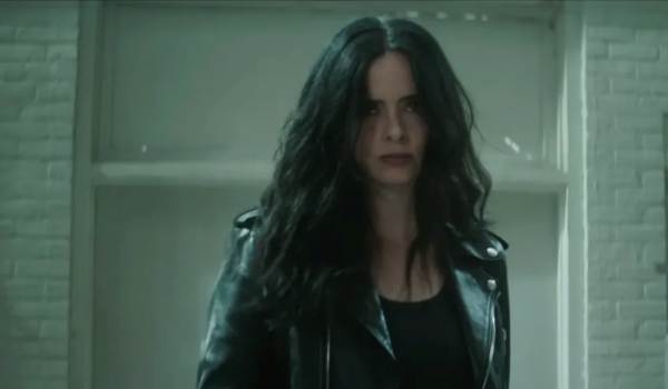 Television still of Krysten Ritter as Jessica Jones in the sci-fi show Daredevil: Born Again