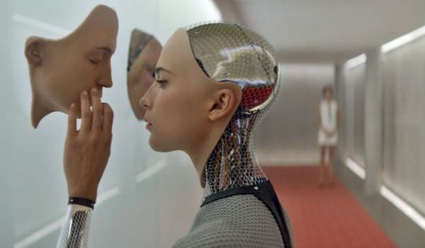 Movie still of Alicia Vikander as Ava in the sci-fi movie Ex Machina (2015)