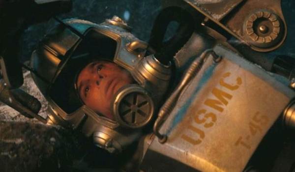 Television still of Walton Goggins as The Ghoul/Cooper Howard in the sci-fi show Fallout episode "The Demon in the Snow"