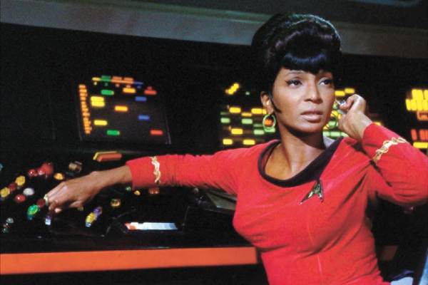 Television still of Nichelle Nichols as Nyota Uhura in the sci-fi show Star Trek: The Original Series