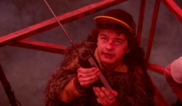 Television still of Gaten Matarazzo as Dustin Henderson in the sci-fi show Stranger Things episode "Chapter Eight: The Rightside Up"