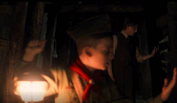 Television still of Maksim Blatt as Young Henry Creel, Jamie Campbell Bower as Henry Creel / Vecna / Mr. Whatsit in the sci-fi show Stranger Things episode "Chapter Eight: The Rightside Up"
