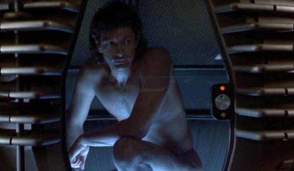 Movie still of Jeff Goldblum as Seth Brundle in the sci-fi movie The Fly (1987)