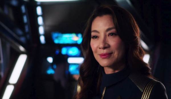 Television still of Michelle Yeoh as Philippa Georgiou in the sci-fi show Star Trek: Discovery episode ''The Vulcan Hello''