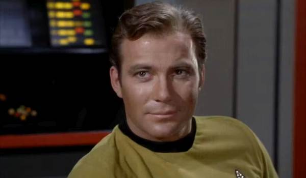 Television still of William Shatner as Captain James Tiberius 'Jim' Kirk in the sci-fi show Star Trek: The Original Series