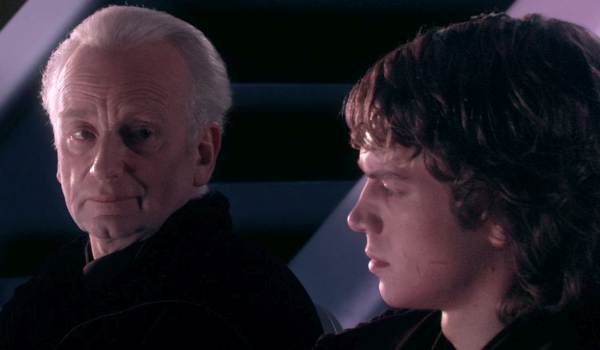 Movie still of Ian McDiarmid as Supreme Chancellor Palpatine, and Hayden Christensen as Anakin Skywalker in the sci-fi movie Star Wars: Episode III – Revenge of the Sith (2005)