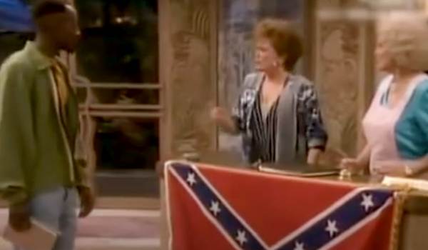 Television still of Don Cheadle as Roland Wilson, Rue McClanahan as Blanche Devereaux, Betty White as Rose Nylund in the show The Golden Palace