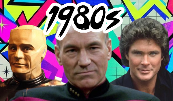 Banner for 1980s with Kryten, Michael Knight, Captain Picard