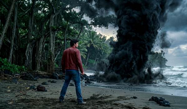Clark Kent faces off against the Smoke Monter in Lost