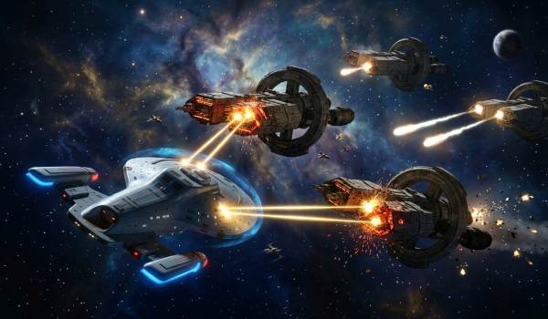 Star Trek Voyager fighting Babylon 5