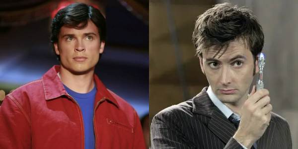 Decades of Destiny: Side-by-side comparison of Tom Welling as Clark Kent from "Smallville" and David Tennant as the Tenth Doctor from "Doctor Who."