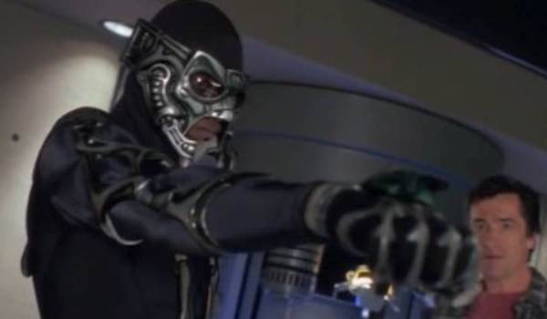 Television still of Carl Lumbly as Dr. Miles Hawkins / M.A.N.T.I.S., Roger Rees as John Stonebrake in the sci-fi show M.A.N.T.I.S.