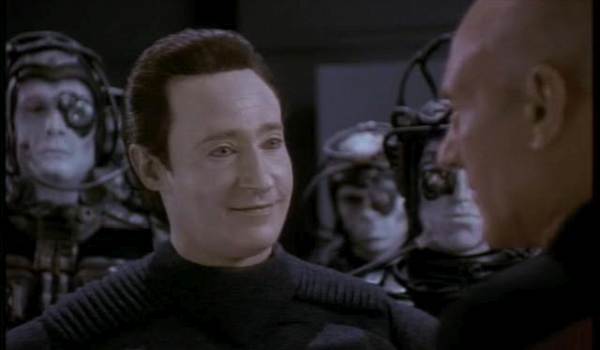 Screenshot of Brent Spiner as Star Trek Villain Lore in Star Trek: The Next Generation (1988)