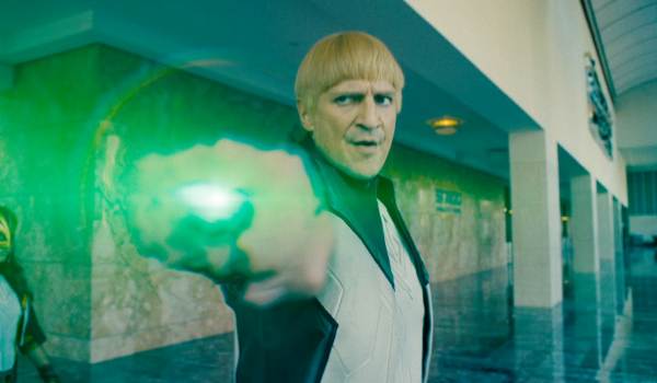 Movie still of Nathan Fillion as Guy Gardner / Green Lantern in the sci-fi movie Superman (2025)