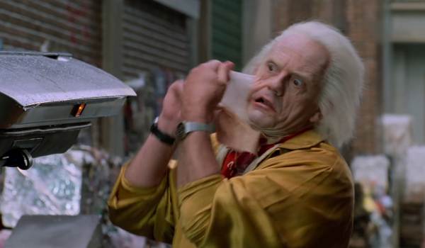Movie still of Christopher Lloyd as Doctor Emmett Brown in the sci-fi movie Back to the Future Part II (1989)