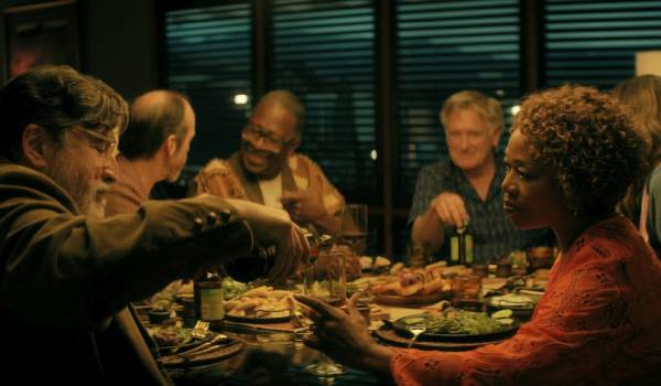 Television still of Alfred Molina as Sam Cooper, Denis O'Hare as Wally Baker, Clarke Peters as Art Daniels, Bill Pullman as Jack Willard, Alfre Woodard as Judy Daniels in the sci-fi show The Boroughs