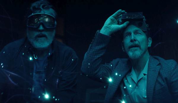 Television still of Alfred Molina as Sam Cooper, Denis O'Hare as Wally Baker in the sci-fi show The Boroughs