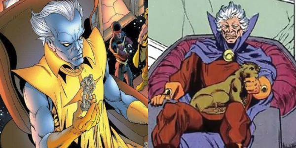 Comaprison photo of the Grandmaster and The Collector side-by-side from the comics