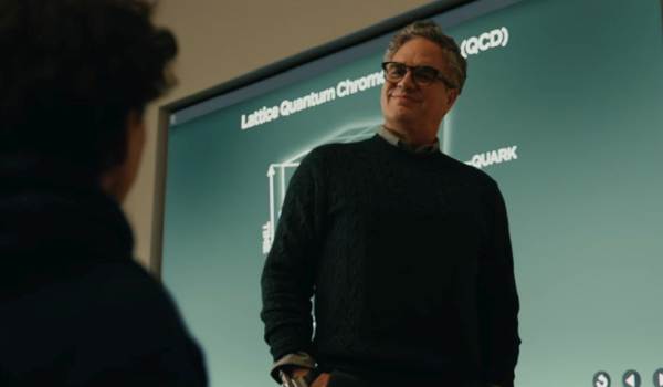 Mark Ruffalo as Bruce Banner teaching quantum chromodynamics as an Empire State University professor in Spider-Man: Brand New Day